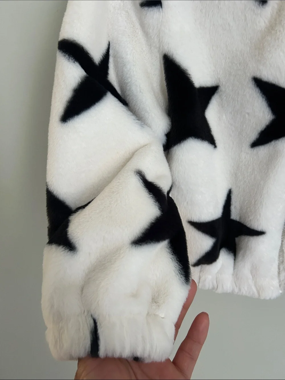 Old Navy White Fleece Jacket with Black Star Print